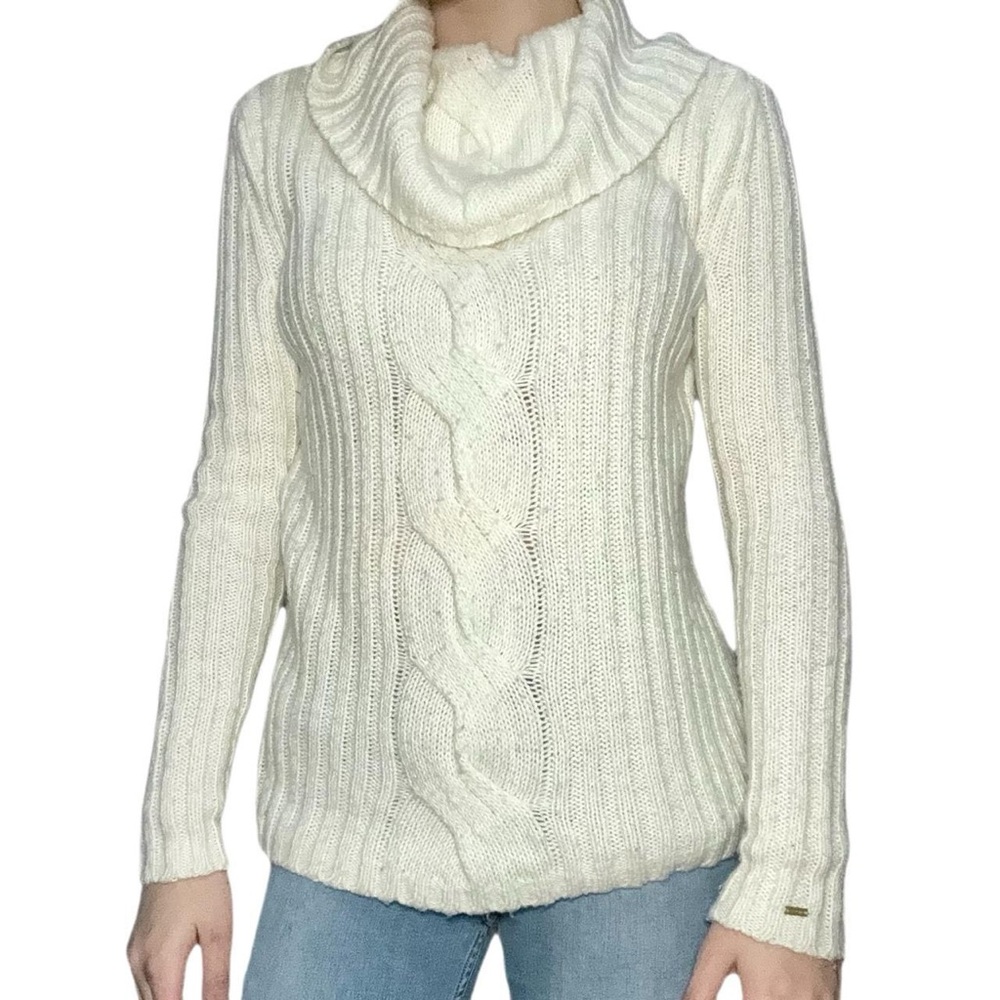 Tommy Hilfiger Cream Colored Cable Knit Cowl Neck Sweater